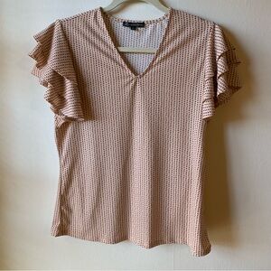 Adrianna Papell Ruffle Sleeve Blouse - Cream and Black